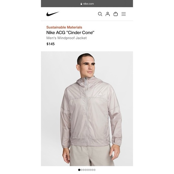 NIKE ACG Cinder Cone Windproof Hooded Full Zip Jacket Windbreaker XXL Grey NWT - Picture 9 of 12
